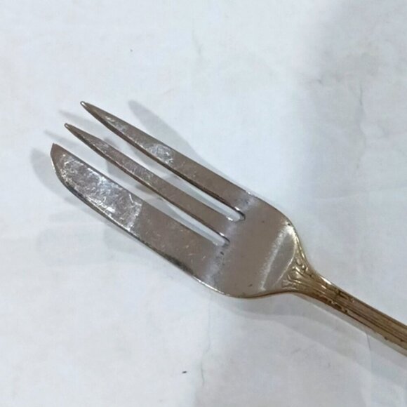 Vintage S & L Deco Dot EPNS Silver Plate Dessert Cake / Pastry Forks Set of 6 - Picture 4 of 5